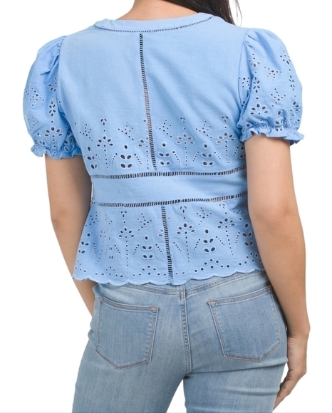 Liv Puff Sleeve Eyelet Top - Picture 2 of 4